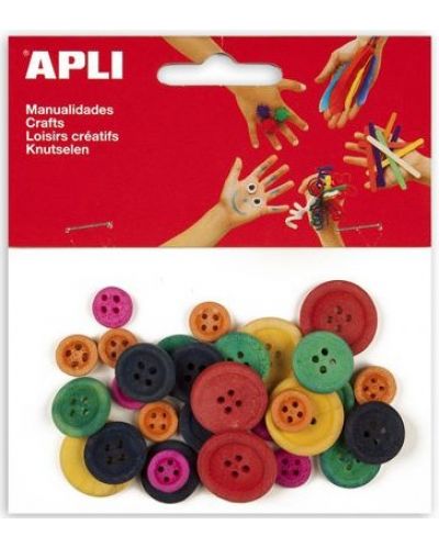 Nasturi din lemn APLI - Colorati, diferite dimensiuni - 1