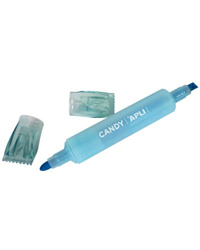 Textmarker cu doua capete APLI Candy - Albastru neon - 1