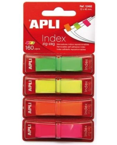 Notite index APLI - 4 culori neon, 12 х 45 mm, 160 bucati - 1