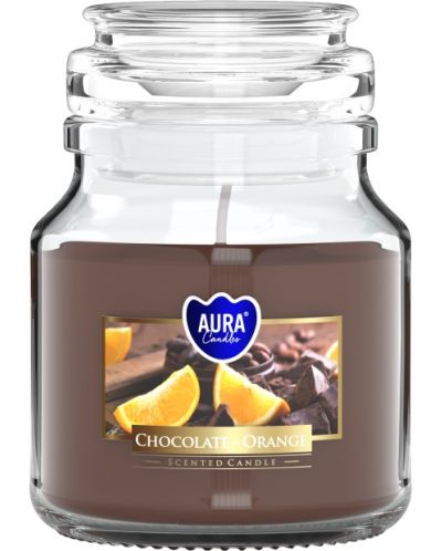 Lumânare parfumată într-un borcan Bispol Aura - Chocolate-Orange, 120 g - 1