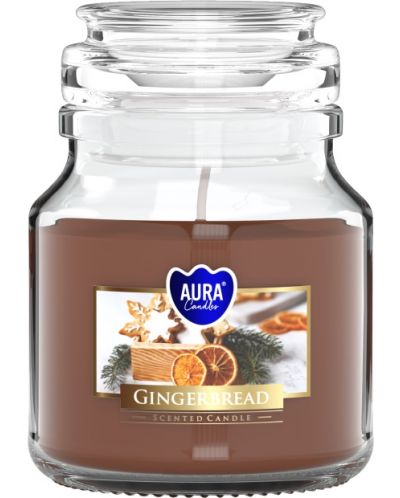 Lumânare parfumată într-un borcan Bispol Aura - Gingerbread, 120 g - 1