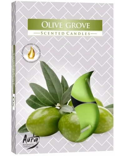 Lumânări parfumate cu lumină de ceai Bispol Aura -  Olive Grove, 6 bucăți - 1