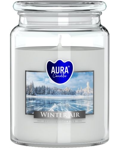 Lumânare parfumată într-un borcan Bispol Aura - Winter Air, 500 g - 1