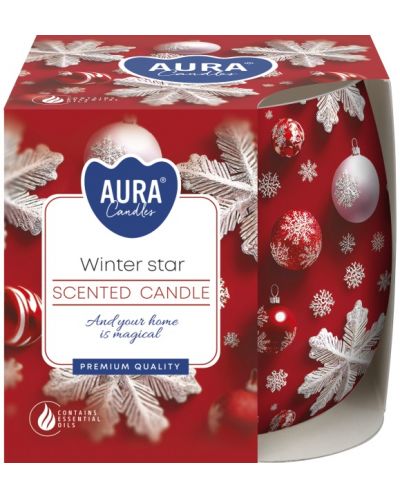 lumânare parfumată într-o cană Bispol Aura - Red Winter Star, 100 g - 1