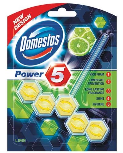 Odorizant de toaletă Domestos - Power 5 Lime, 55 g - 1