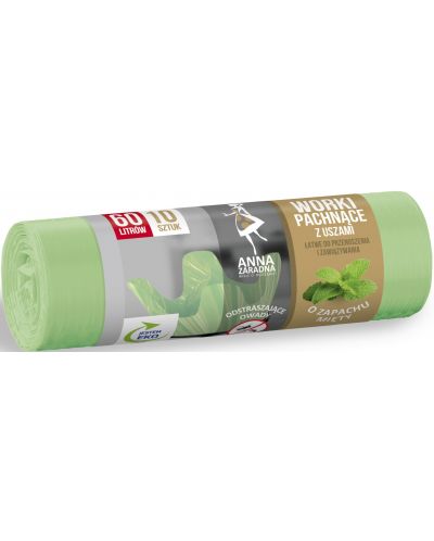 Pungi de deșeuri parfumate Anna -Aromă de mentă, 60 L, 10 bucăți, verde - 1
