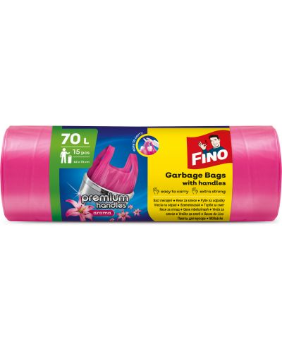 Saci de gunoi parfumate Fino - Premium, 70 L, 15 buc, roz - 1