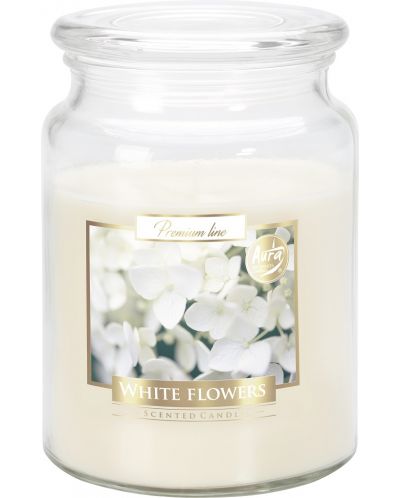 Borcan pentru lumânări parfumate Bispol Aura - Premium line, flori albe, 500 g - 1