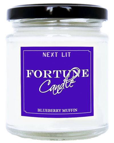 Lumanare parfumata cu mesaj Next Lit Fortune Candle - Briosa cu afine, in englez - 1