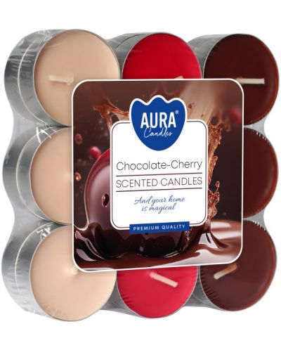 Lumânări parfumate de ceai Bispol Aura - Chocolate-Cherry, 18 bucăți - 1