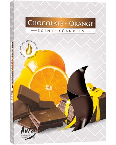 Lumanari parfumate Bispol Aura - Chocolate-Orange, 6 bucăți - 1