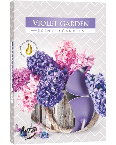 Lumanari parfumate Bispol Aura - Violet Garden, 6 bucăți - 1