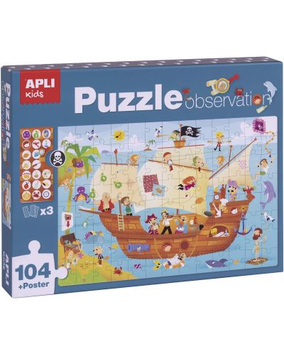 Joc de asociere Аpli - Puzzle Corabia piratilor, 104 piese - 1