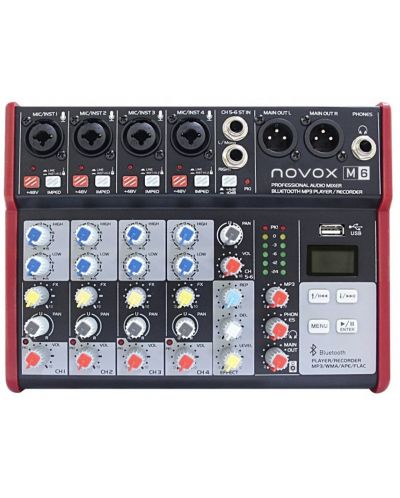Mixer audio Novox - M6 MKII, negru/roșu - 1