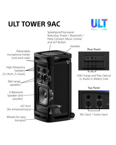 Sistem audio Sony - ULT TOWER 9 AC, negru | Ozone.ro
