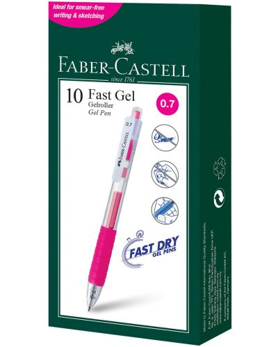 Roller automat Faber-Castell Fast Gel - Roz, 0.7 mm - 2