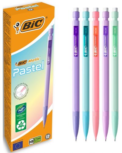 Creion automat BIC Matic - Pastel, 0,7 mm, HB, asortiment - 2