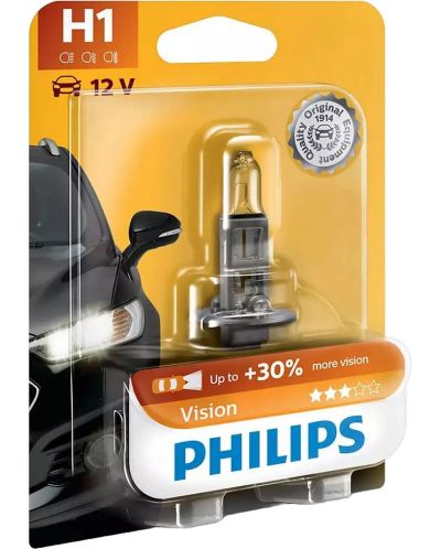 Bec auto  Philips - H1, Vision +30% more light, 12V, 55W, P14.5s - 1