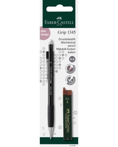 Creion automat Faber-Castell Grip - 0.5 mm,cu 12 grafiți incluse - 1