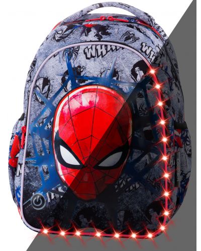 Ghiozdan scolar cu iluminare LED Cool Pack Joy S - Spiderman Black - 1