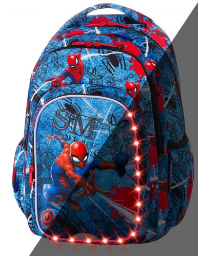 Ghiozdan scolar cu iluminare LED Cool Pack Spark L - Spiderman Denim - 1