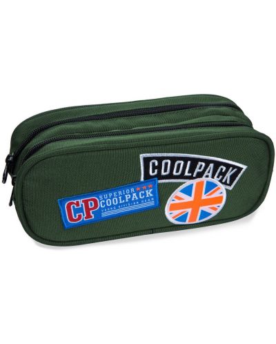 Penar scolar elipsoidal Cool Pack Clever - Badges Green, cu 2 compartimente - 1