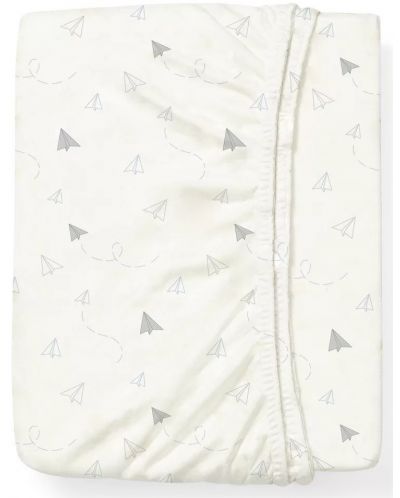 Cearsaf din bambus cu elastic Babyono - Paper Planes, 60 x 120 cm - 4