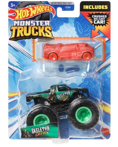 Buggy Hot Wheels Monster Trucks - Skeleton Crew, cu mașinuța portocalie - 1