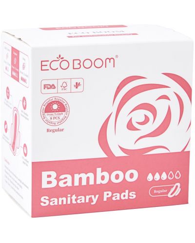 Absorbante biodegradabile din bambus Eco Boom - De zi, Premium, 8 buc. - 1