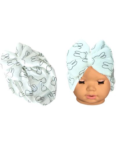 Căciulița pentru bebeluși tip turban NewWorld - Iepuraș alb - 1