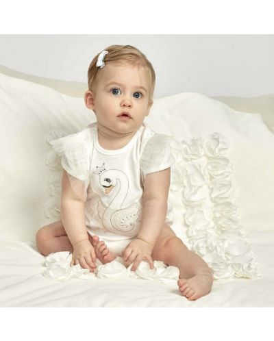 Body cu mânecă scurtă pentru bebeluși Sofija - Jasmina, 56 cm, ecru - 5