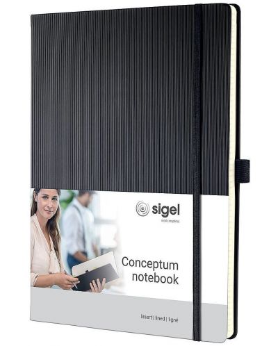 Carnețel cu coperta tare Sigel Conceptum Format A4 - negru, căptușite pagini - 1