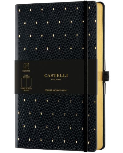 Бележник Castelli Copper & Gold - Diamonds Gold, 9 x 14 cm, coli albe - 1