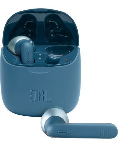 Casti wireless cu microfon JBL - T225 TWS, albastre - 1