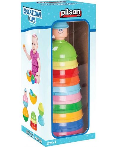 Inele pentru copii Pilsan - Piramidă de culori, 10 bucăți - 4