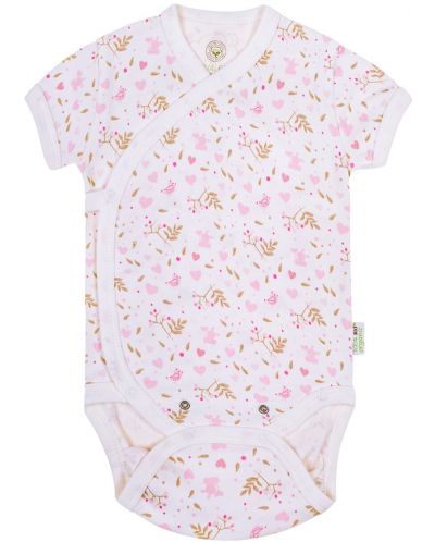 Body pentru bebeluşi Bio Baby - bumbac organic, 68 cm, 4-6 luni, roz-alb - 1