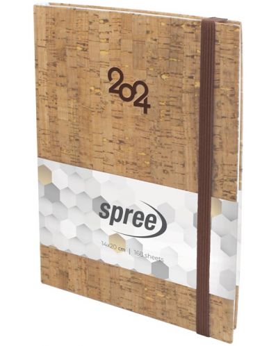 Caiet de notițe Spree cu gumă de șters - Copertă din plută, 168 de foi, 2024 - 1