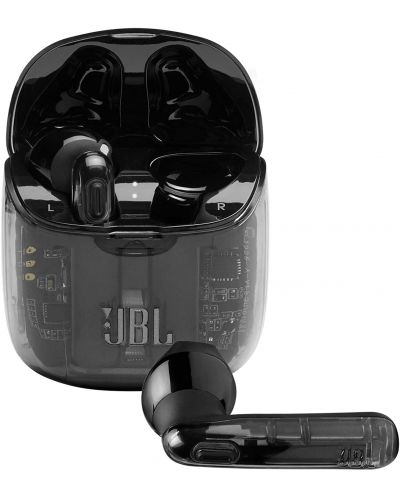 Casti wireless cu microfon JBL - T225 Ghost, TWS, negre - 1