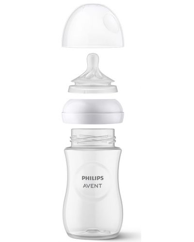 Biberon Philips Avent - Natural Response 3.0, cu tetină 1m+, 260 ml, alb - 6