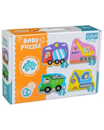 Puzzle pentru bebelusi Trefl 4 in 1 - Automobile pe santier - 1