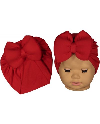Căciulița pentru bebeluși tip turban NewWorld - Roșie - 1