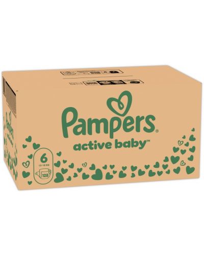 Scutece pentru bebeluși Pampers Active Baby - Mărimea 6, 13-18 kg, 128 buc