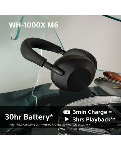 Căști wireless cu microfon Sony - WH-1000XM6, ANC, negru | Ozone.ro