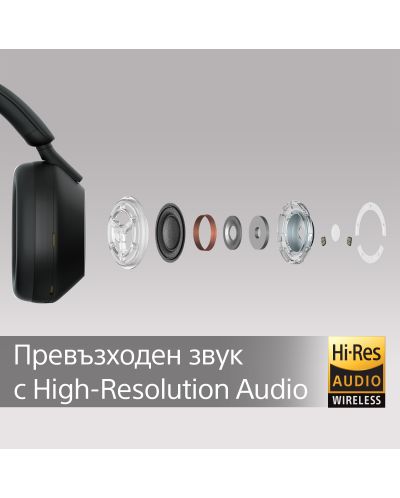 Casti wireless cu microfon Sony - WH-1000XM5, ANC, negre - 5