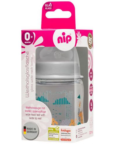 Sticle de sticlă pentru copii NIP - Flow S, 0 m+, 120 ml, Boy - 3