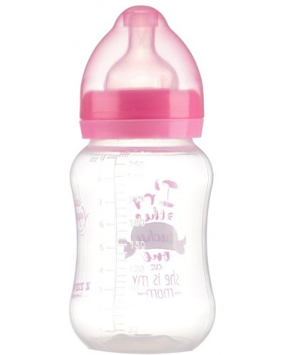 Biberon cu gura largă Zizito - Little Angel, PP, 250 ml, roz - 1