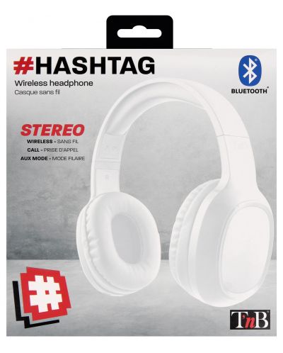 Casti wireless cu microfon TNB - Hashtag, albe - 2