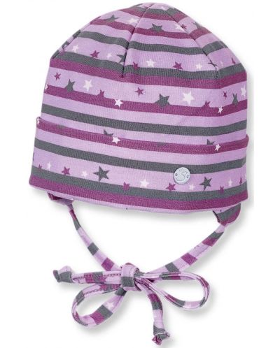 Pălărie pentru bebeluși Sterntaler - La stele, 43 cm, 5-6 luni, mov-gri - 1