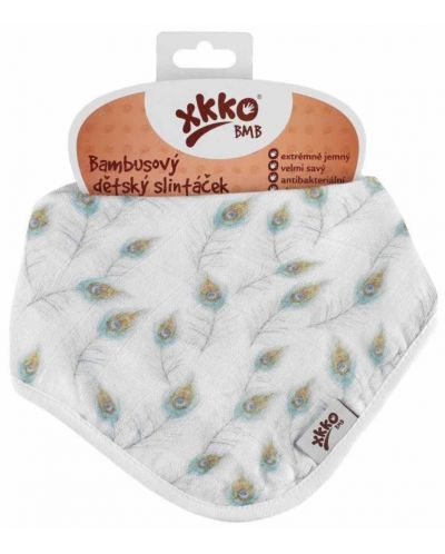 Bandana pentru bebelusi din bumbac organic Xkko - Peacock Feathers - 2