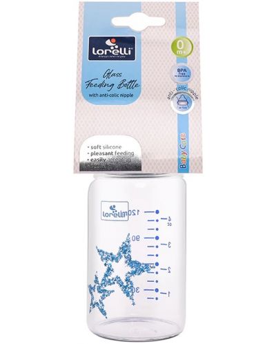 Biberon de sticlă pentru bebeluși Lorelli - Anti Colic, 120 ml, Moonlight Blue - 3